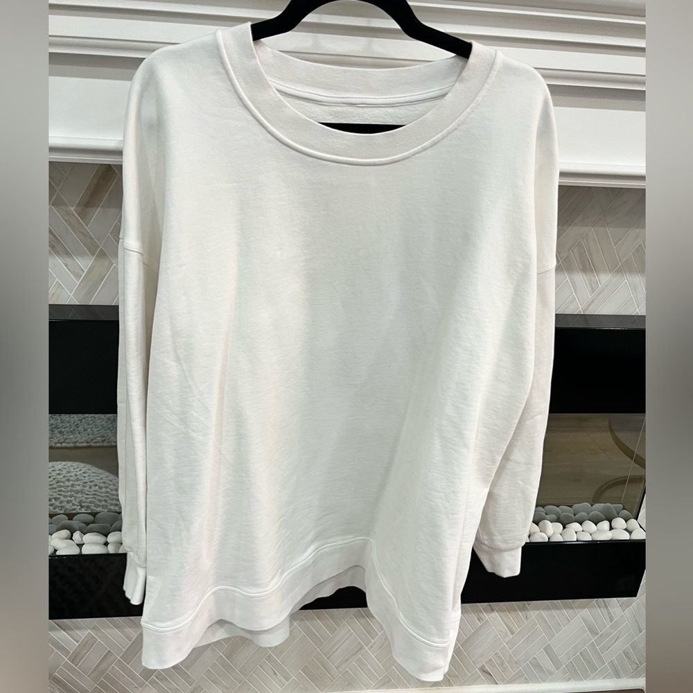Lululemon Athletica White Perfectly Oversized Crew Cotton Terry Long Length 20